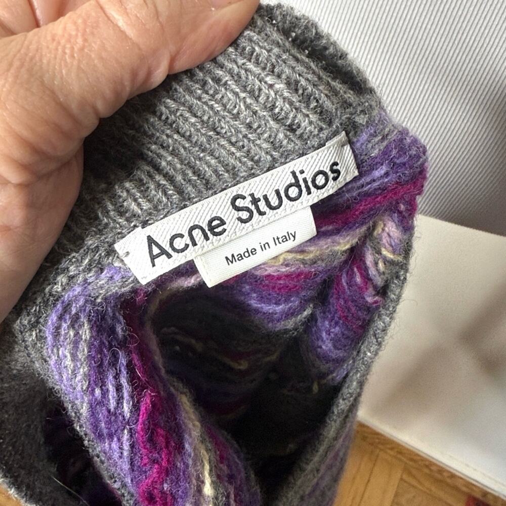 Acne Studio Gray and Purple Korina Fair Isle Sweater Vest - Picture 3 of 9